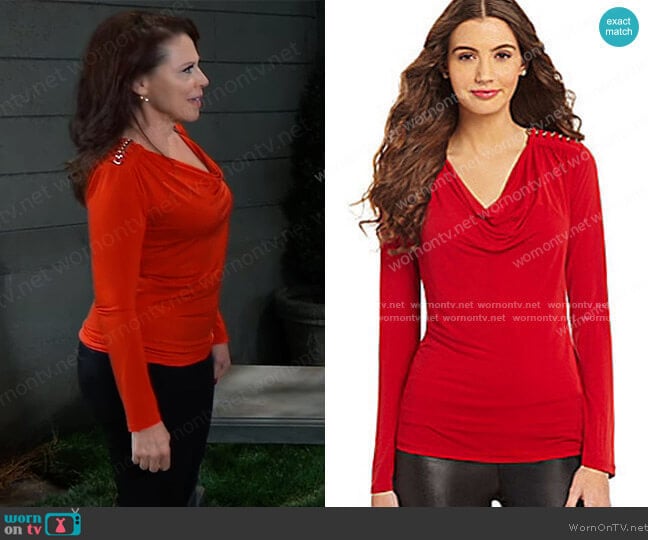 MICHAEL Michael Kors Drape Top worn by Liesl Obrecht (Kathleen Gati) on General Hospital