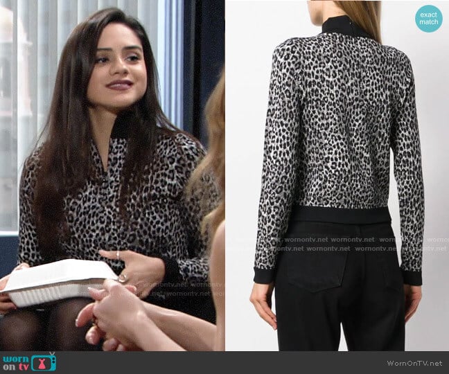 MICHAEL Michael Kors Slim Fit Animal Print Jumper worn by Lola Rosales (Sasha Calle) on The Young and the Restless