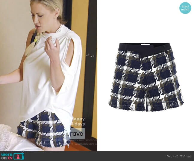 Tweed and Twill Shorts by Monse worn by Stephanie Hollman on The Real Housewives of Dallas