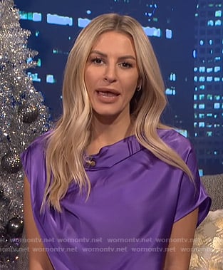 Morgan's purple asymmetric top on E! News Nightly Pop