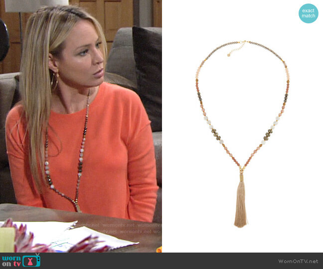 Nakamol Long Beaded Tassel Necklace worn by Sharon Newman (Sharon Case) on The Young & the Restless