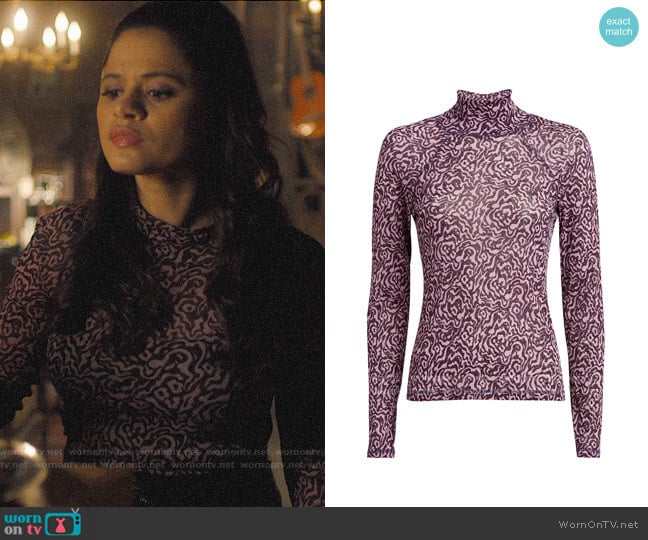 Nanushka Madi Printed Mesh Top worn by Mel Vera (Melonie Diaz) on Charmed