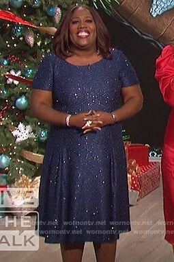 Sheryl’s blue metallic dress on The Talk