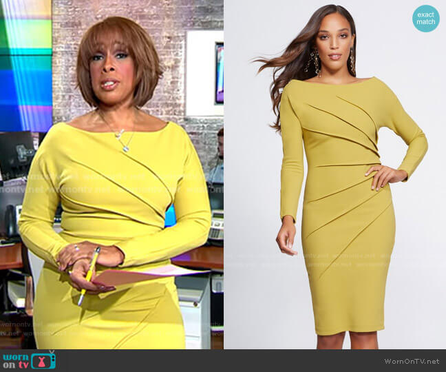 WornOnTV: Gayle’s yellow pleated long sleeve dress on CBS This Morning ...