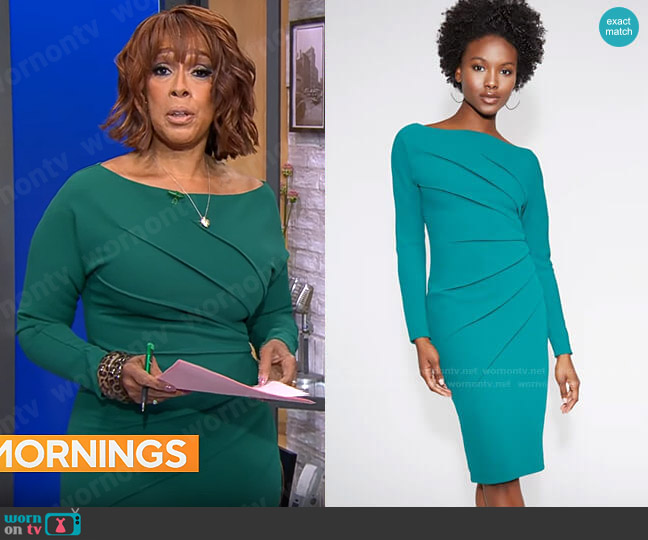 New York & Company Seamed Sheath Dress - Gabrielle Union Collection worn by Gayle King on CBS Mornings
