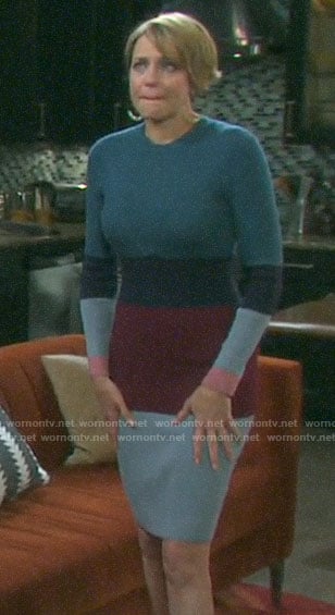 Nicole’s ribbed colorblock dress on Days of our Lives