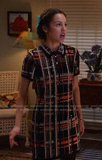 Nini’s plaid sequin dress on High School Musical The Musical The Series