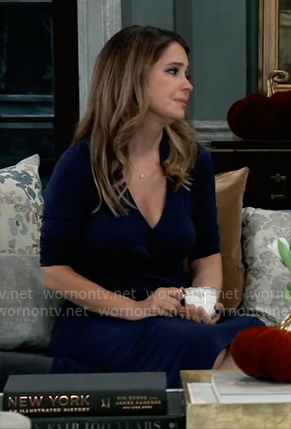 Olivia's blue wrap dress on General Hospital