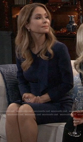 Olivia’s navy ruffled dress on General Hospital