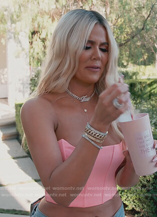 Khloe’s pink corset top and jeans on Keeping Up with the Kardashians