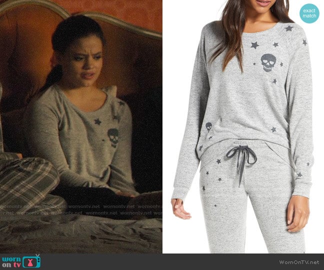 PJ Salvage Stars & Skulls Pajama Top worn by Maggie Vera (Sarah Jeffery) on Charmed