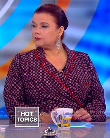 Ana’s print wrap top and pants on The View