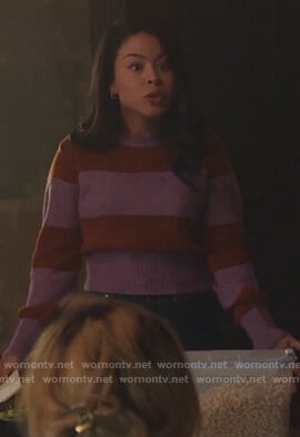 Mariana’s purple striped sweater on Good Trouble