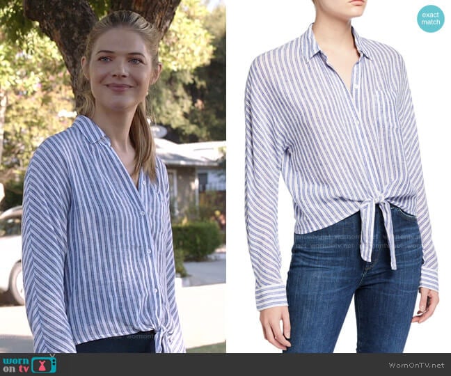 Rylan Striped Tie-Front Shirt by Rails worn by Tami Tamietti (Kate Miner) on Shameless