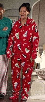 Rainbow's red snowman print onesie on Black-ish