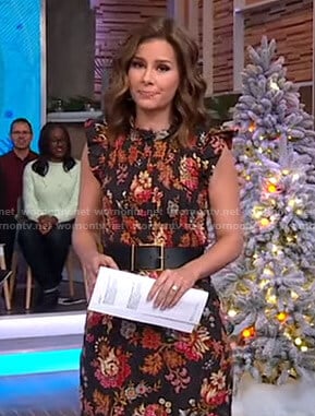 Rebecca’s black floral smocked dress on Good Morning America