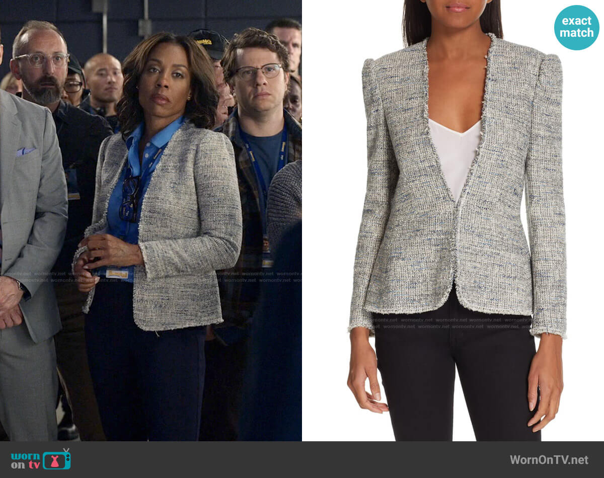 Rebecca Taylor Tweed Peplum Jacket worn by Mia Jordan (Karen Pittman) on The Morning Show