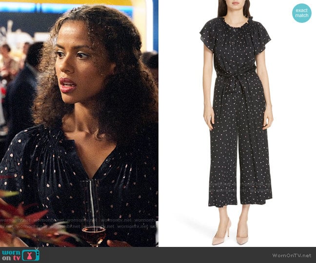 Rebecca Taylor Painted Dot Jumpsuit worn by Hannah Shoenfeld (Gugu Mbatha-Raw) on The Morning Show