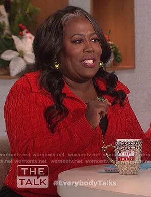 Sheryl’s red cable knit sweater on The Talk