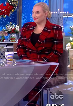 Meghan’s red plaid blazer and pants on The View