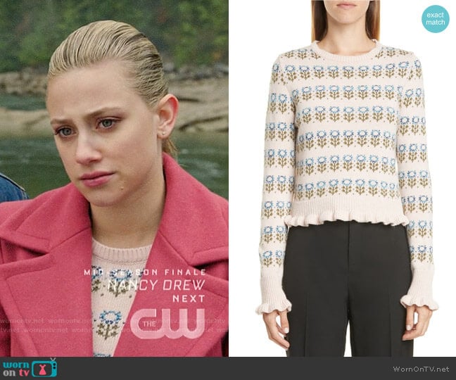 RED Valentino Floral Jacquard Sweater worn by Betty Cooper (Lili Reinhart) on Riverdale