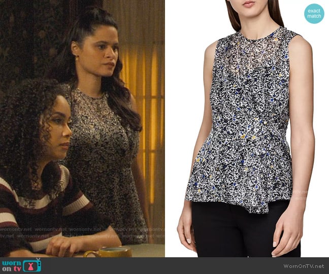 Reiss Harley Burnout Ditsy-Print Blouse worn by Mel Vera (Melonie Diaz) on Charmed