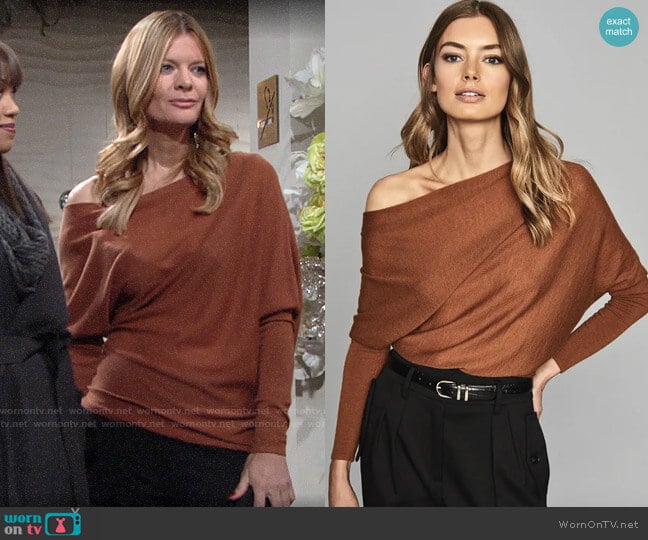 Reiss Harper Top in Rust worn by Phyllis Summers (Michelle Stafford) on The Young and the Restless