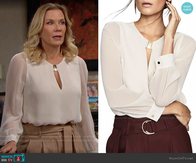 Reiss Rhea Blouse worn by Brooke Logan (Katherine Kelly Lang) on The Bold and the Beautiful