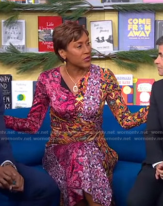 Robin’s mixed print midi dress on Good Morning America