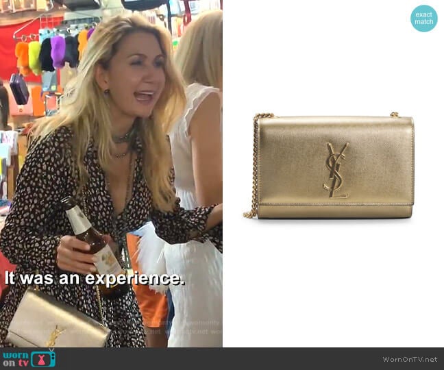 Kate Metallic Leather Shoulder Bag by Saint Laurent worn by Kary Brittingham on The Real Housewives of Dallas