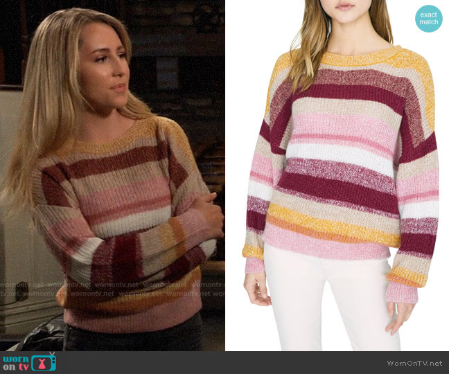 Sanctuary Blur the Lines Stripe Crewneck Sweater worn by Josslyn Jacks (Eden McCoy) on General Hospital