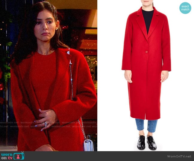 Sandro Long Wool Coat worn by Gabi Hernandez (Camila Banus) on Days of our Lives