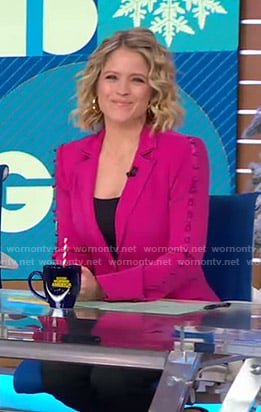 Sara’s pink button-sleeve blazer on Good Morning America