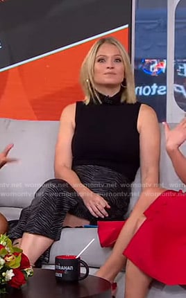 Sara’s grey zebra print slit skirt on GMA Strahan Sara And Keke