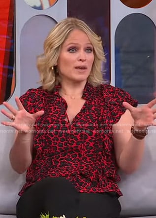 Sara’s red leopard print top on GMA Strahan Sara And Keke