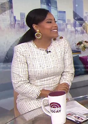 Sheinelle’s white tweed dress on Today