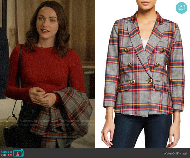 Smythe Mini Double-Breasted Plaid Blazer worn by Cara Bloom (Violett Beane) on God Friended Me