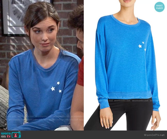 Spiritual Gangster Savasana Stars Sweatshirt worn by Willow Tait (Katelyn MacMullen) on General Hospital