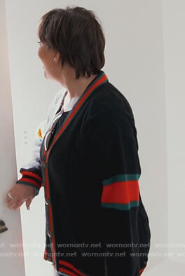 Kris stripe trim cardigan on Keeping Up with the Kardashians