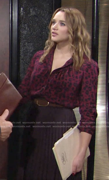 Summer’s purple leopard blouse on The Young and the Restless