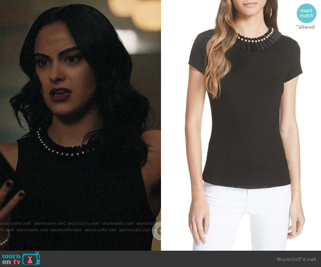 Ted Baker Nickita Imitation Pearl Neck Top worn by Veronica Lodge (Camila Mendes) on Riverdale