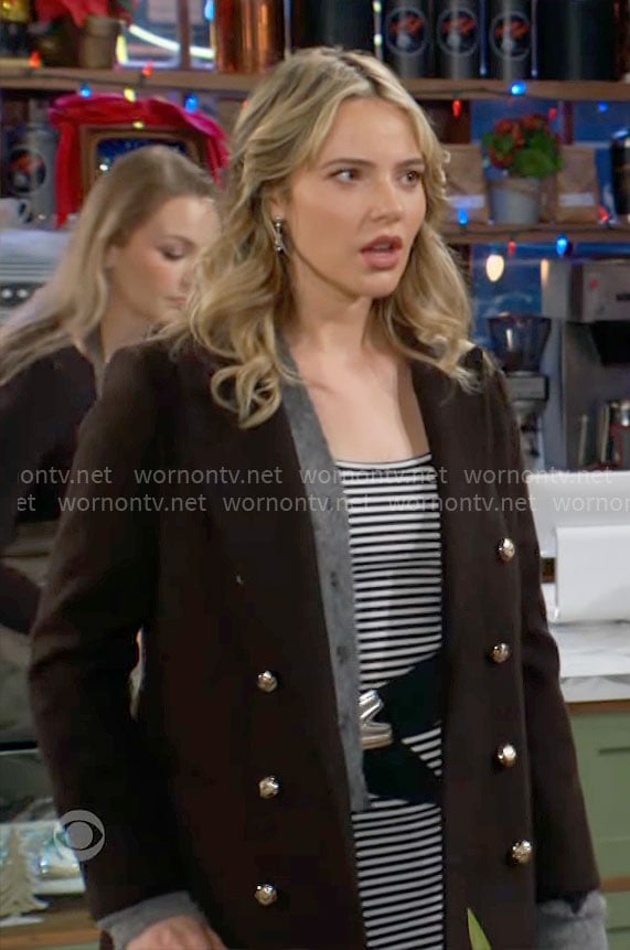 Tessa's black coat on The Young and the Restless