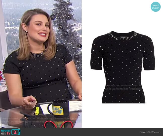 Studded Knit Top by The Kooples worn by Carissa Loethen Culiner on E! News