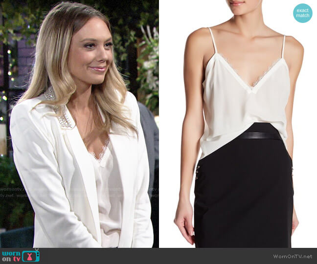 The Kooples Lace Trim Crêpe de Chine Camisole worn by Abby Newman (Melissa Ordway) on The Young and the Restless