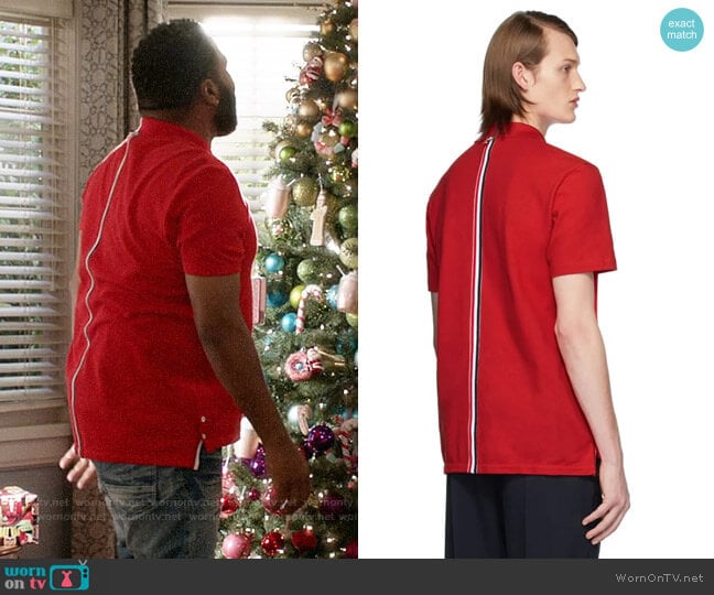 Thom Brown Short-Sleeve Pique Polo Shirt worn by Andre Johnson (Anthony Anderson) on Black-ish