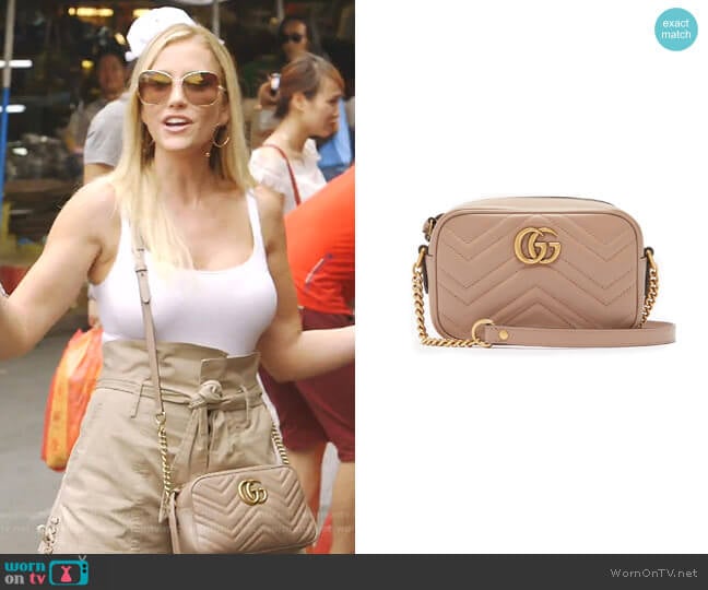 GG Marmont Small Quilted-Leather Bag by Gucci worn by Stephanie Hollman on The Real Housewives of Dallas