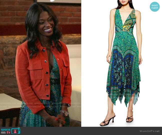 Topshop Paisley Handkerchief Hem Pinafore Midi Dress worn by Ali Finer (Javicia Leslie) on God Friended Me