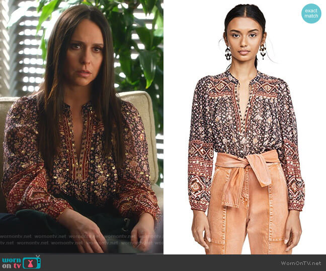 Constance Blouse by Ulla Johnson worn by Maddie Kendall (Jennifer Love Hewitt) on 9-1-1