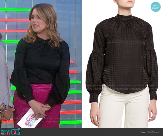 WornOnTV: Jenna’s black houndstooth blouse and pink corduroy pants on ...