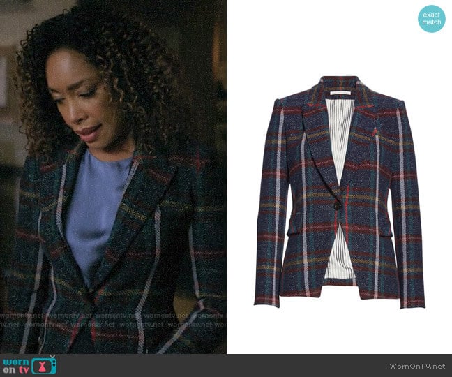 Veronica Beard Zane Plaid Dickey Jacket worn by Mrs Burble (Gina Torres) on Riverdale